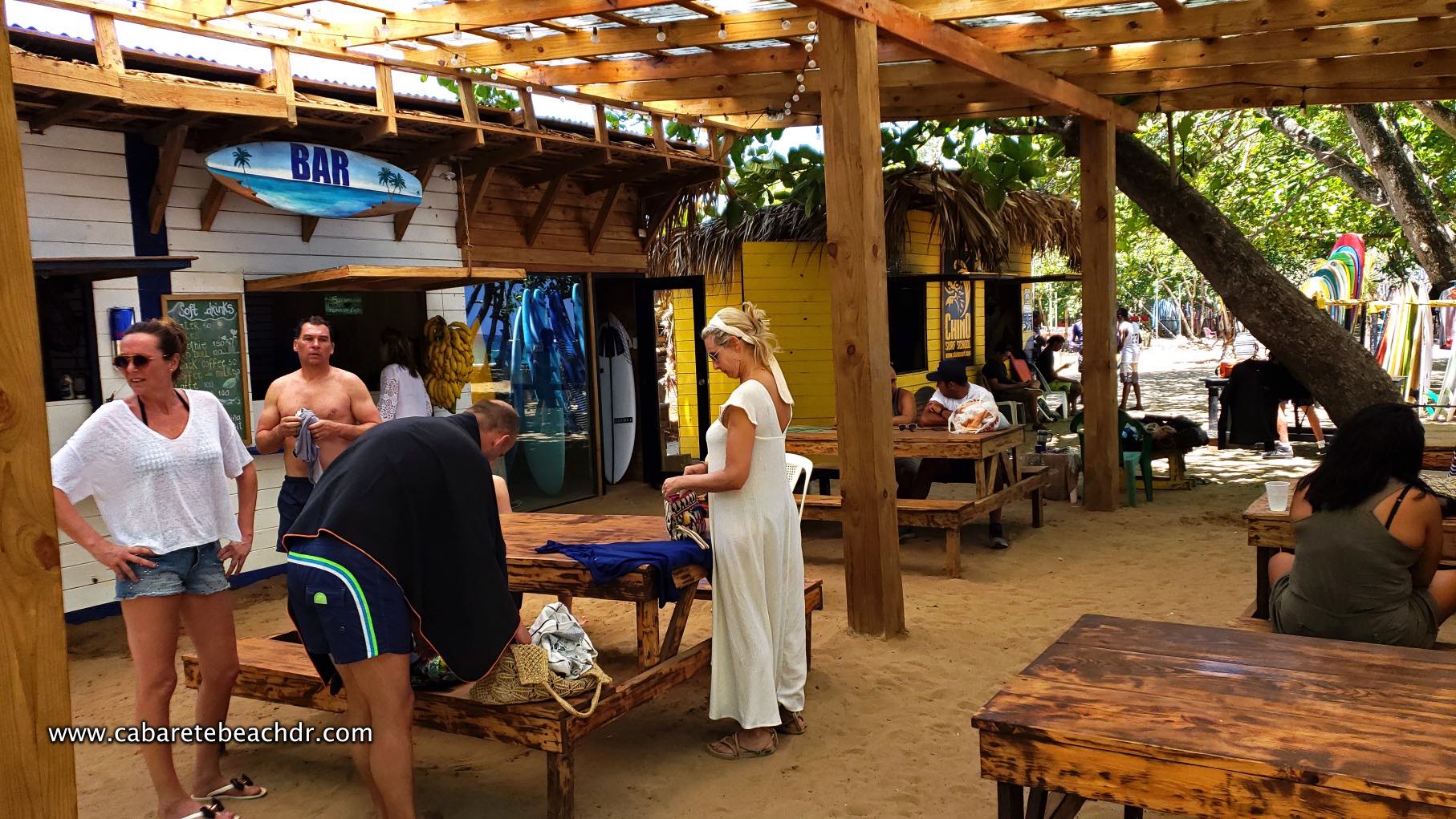 Tourists relax in Encuentro Beach