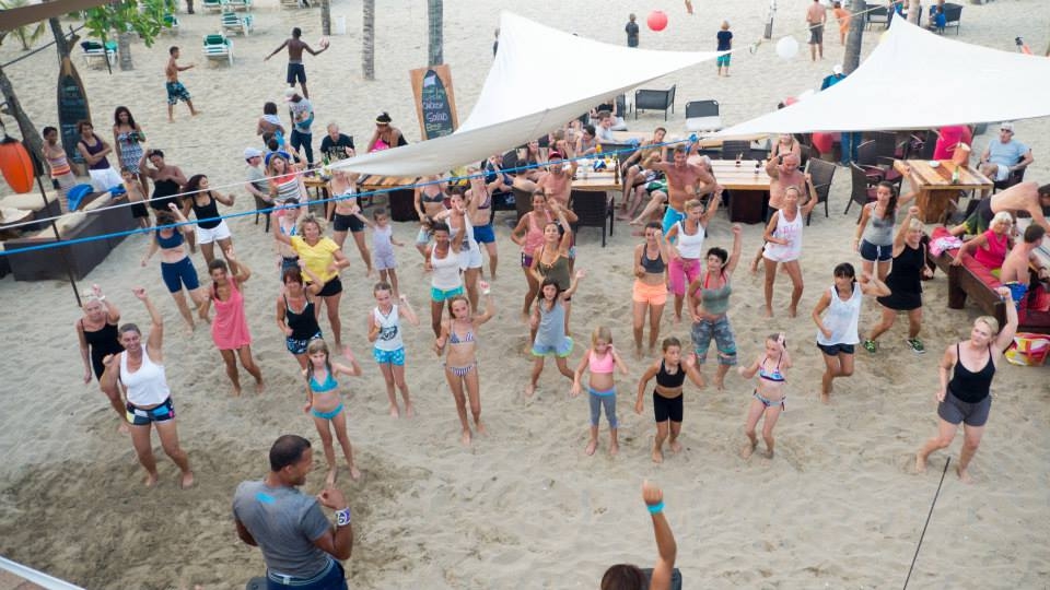 Families gather at the beach at Front Loop